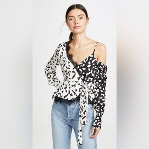 Self portrait Leopard Printed Wrap Top US 6
